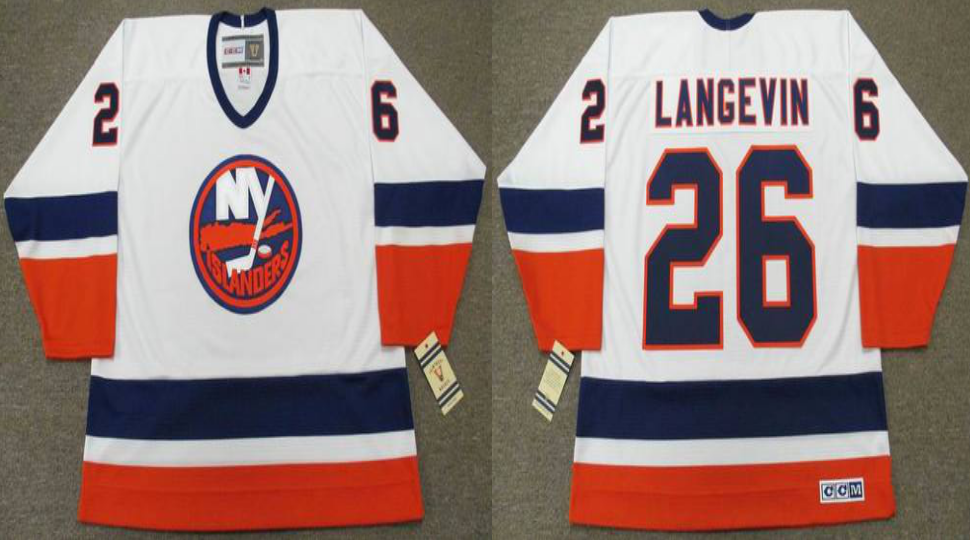 2019 Men New York Islanders #26 Langevin white CCM NHL jersey